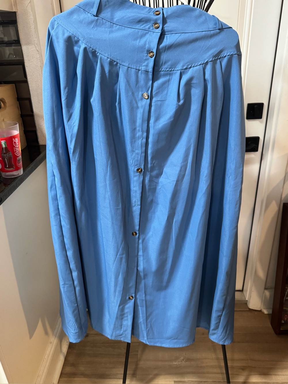 Blue Button-Back Women's Skirt
